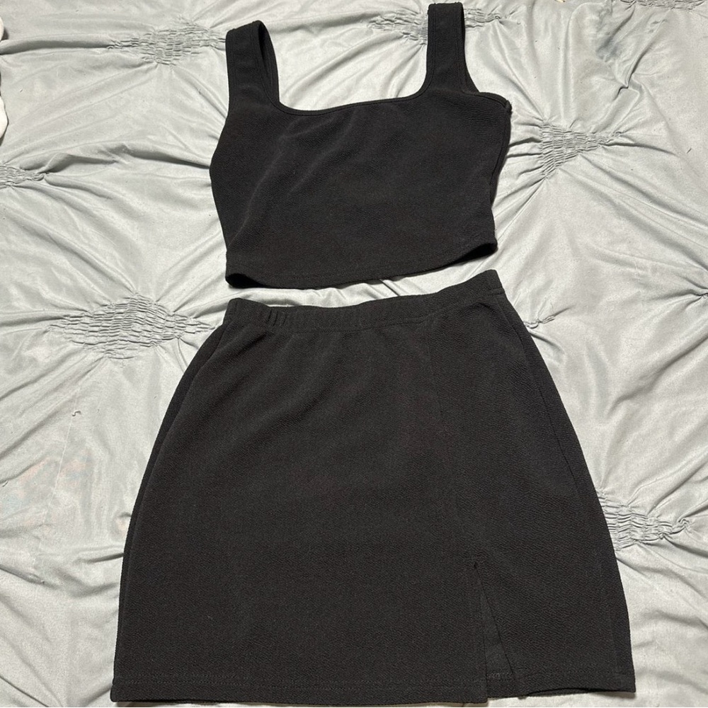 SHEIN Black Mini Skirt Set
